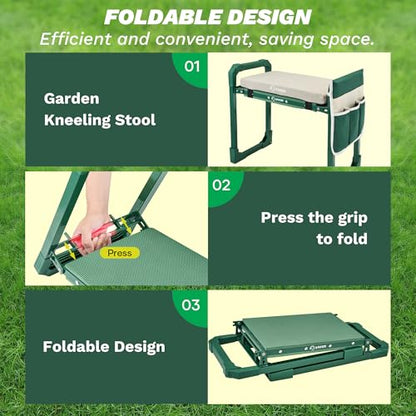 Saker Garden Kneeler and Seat Foldable Gardening Stool with Extendable Legs - size: Basic version