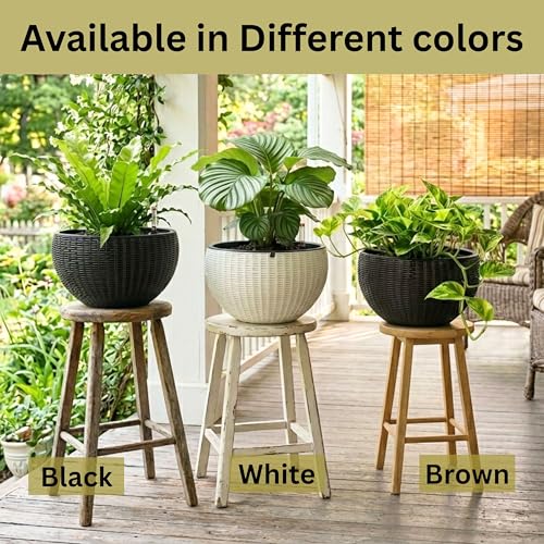 LaLaGreen Hanging Planters (11in, 3 Pack) Self-Watering Hanging Flower Pots - color: Brown X 3