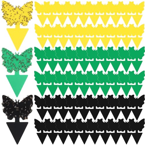 60 Pack Fruit Fly Traps Fungus Gnat Sticky Traps Yellow Black Green Plant Fly Stickers Double Side with Shovel for Indoor Outdoor Kitchen Garden Houseplant Flying Bug Insect (Butterfly) - style: Butterfly