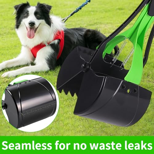 ienjoyed 36“ Large Dog Pooper Scooper for Large Dogs Heavy Duty, Non-Breakable Dog Poop Scooper with Wide Handle for Grass, Gravel, Durable Dog Poop Pick Up Tool, Long Handled Poop Grabber (Green) - color: 36-inch(Green)