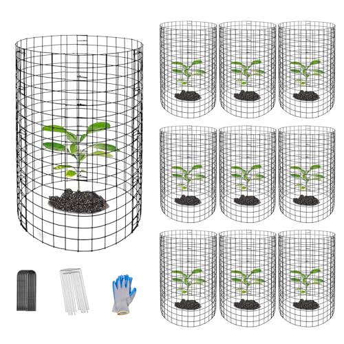 30 Pcs Plant Protectors from Animals,Protect Plants from Deer 10 Sets Metal Plant Cages Animal Intrusion Barrier Wire Mesh Easy to Assemble/Store Vegetable Garden Protection 12×24in