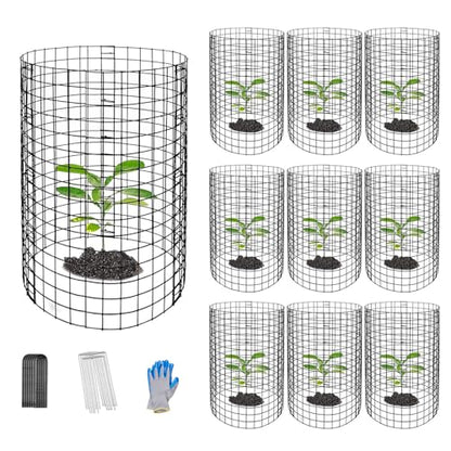 30 Pcs Plant Protectors from Animals,Protect Plants from Deer 10 Sets Metal Plant Cages Animal Intrusion Barrier Wire Mesh Easy to Assemble/Store Vegetable Garden Protection 12×24in