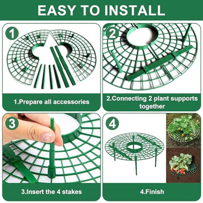 5 Sets Strawberry Plant Support with Wire Plant Protectors, 12.9"x 11.8" Wire Plant Cages and Strawberry Growing Racks, Animal Protection for Strawberry Tomato Garden Vegetables Plants