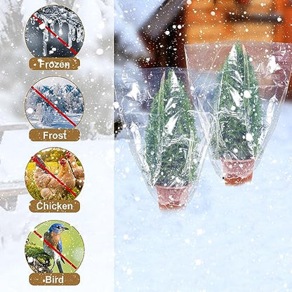 6Pcs 39"x39" Winter Plant Cover Freeze Protection, Plastic Plant Frost Bags - size: 39"H, 39" Opening