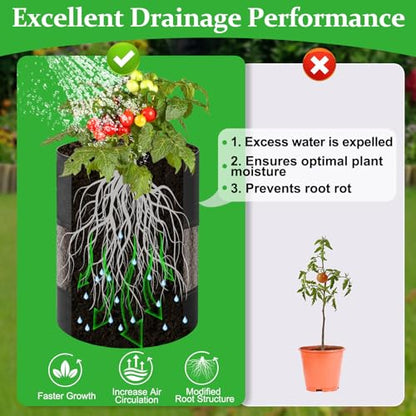 3 Pack 10 Gallon 360°Visible Potato Grow Bags,Heavy Duty Thickened Nonwoven Fabric Planter Bags with 2 Clear Harvest Windows&Removable Shading Cover,Reinforced Handles,Vegetable Grow Bags with Labels - size: 10 Gallon