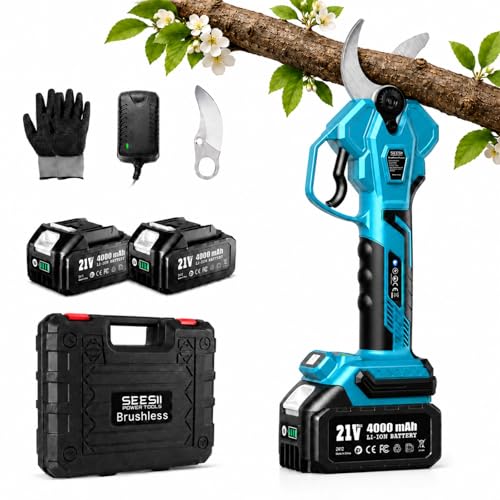 SEESII Electric Pruning Shears 4 Modes, 1.8” Cut Electric Pruners Cordless - color: Blue