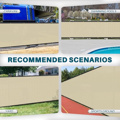 COARBOR 4' x 12' Fence Privacy Screen Heavy Duty Windscreen Fencing Mesh Shade Net Cover for Outdoor Wall Backyard Patio Deck and Porch, Beige - color: Beige, size: 0 4' x 12'