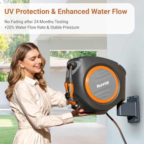 Ruvup Garden Hose Reel 5/8"x100ft Retractable Water Hose With Metal Bracket - size: 5/8" 100ft