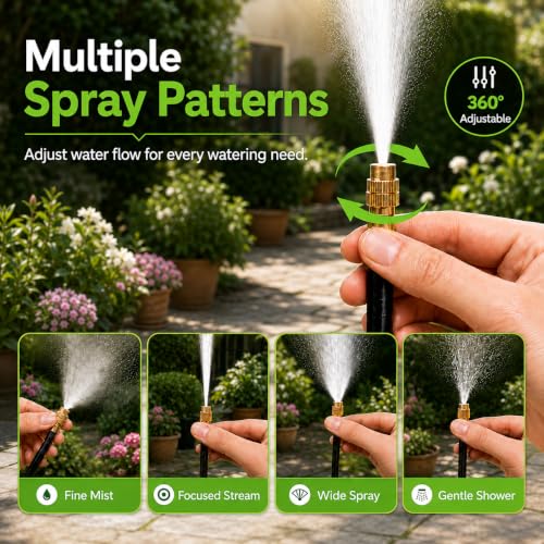 Bluepro 320FT Drip Irrigation System with Brass Splitter & Copper Nozzles - size: 320FT