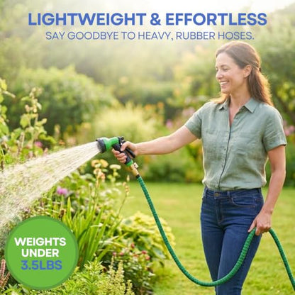 J&B XpandaHose 75ft Expandable Garden Hose, Lightweight, Brass Connectors - color: Green/Black, size: 75ft