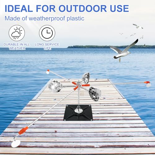 Bird Scarer Reflective Device for Outside Spinning Deterrent - color: Silver - with Base and Pole