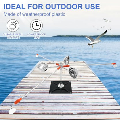 Bird Scarer Reflective Device for Outside Spinning Deterrent - color: Silver - with Base and Pole