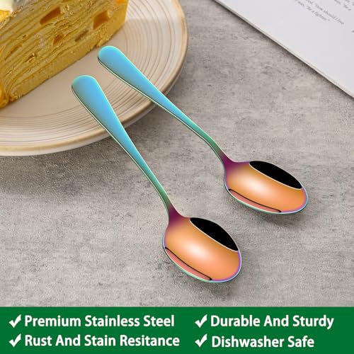 DEHOV 5.5 Inch Colorful Rainbow Coffee & Tea & Demitasse Spoons Set of 8 - color: Rainbow
