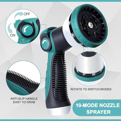 75FT Garden Hose, Stainless Steel Water Hose, Metal Hose Flexible with a 10-Mode Nozzle Sprayer, No Kink, Lightweight, Puncture Proof, Ideal for Yard, Lawn, Outdoor, 5/8'' Outside Diameter - size: 75 Feet