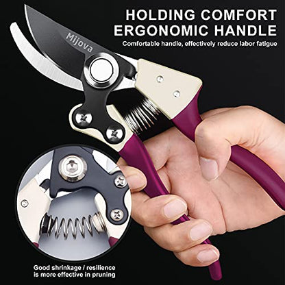 Professional Pruning Shears, Heavy Duty Garden Scissors & Flower Trimmers - color: Purple