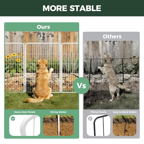 FXW No Dig Garden Fence, Outdoor for Yard, 40in(H) x 36.4ft(L), 16 Panels - color: White, size: 40"H