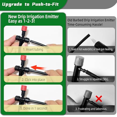 20PCS Push-to-Fit Drip Irrigation Emitters for 1/4 inch Irrigation Tubing, Two-Way Connection Adjustable Drip Emitter Sprayer with Stake, Irrigation Dripper Sprinklers for Drip Irrigation System - size: 20PCS Two-Way Drip Irrigation Emitters Sprayer