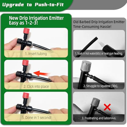 20PCS Push-to-Fit Drip Irrigation Emitters for 1/4 inch Irrigation Tubing, Two-Way Connection Adjustable Drip Emitter Sprayer with Stake, Irrigation Dripper Sprinklers for Drip Irrigation System - size: 20PCS Two-Way Drip Irrigation Emitters Sprayer