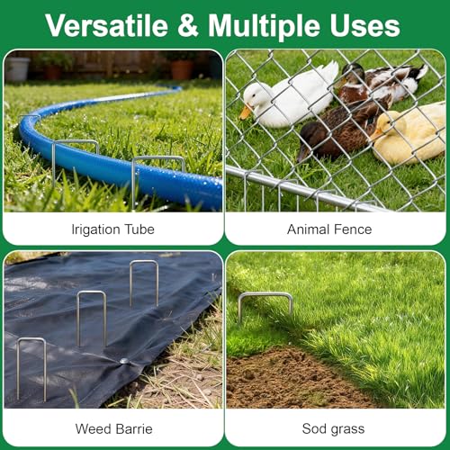 50 Pack Landscape Staples Galvanized - 6 Inch 11 Gauge Plant Cover Stakes for Securing Weed Barrier Fabric, Lawn Staples Tent Stakes Garden Stakes Fence Stakes Landscaping Fabric Ground Stakes - color: Silver