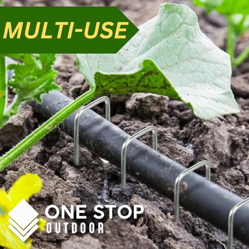 200-Pack 6 Inch Galvanized Landscape Staples 11 Gauge Garden Stakes Landscaping Fabric SOD Pins, Yard Stakes, Weed Barrier Fabric - with Removal Tool (200, Galvanized)