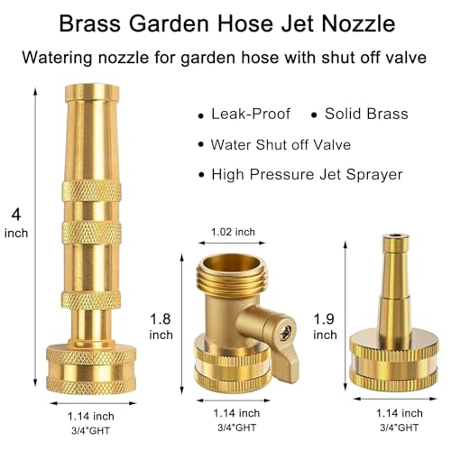 Heavy Duty Brass Hose Nozzle 3-Piece Set