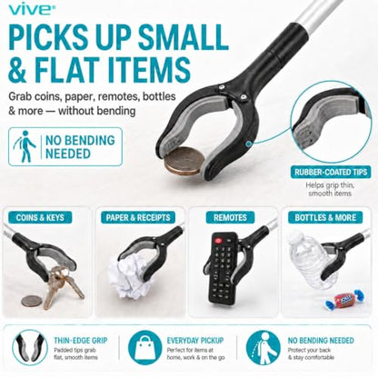 Vive Reacher Grabber Tool - 32" Extra Long Pickup Aid (2 Pack) - Trash - size: 32 Inch (Pack of 2)