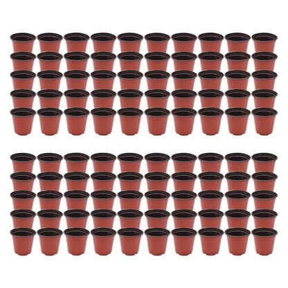 Plastic Planter Nursery Seedlings Pots - 5.5 Inches 100Pcs Flower Plant Container Seed Starting Pot for Outdoor Succulents Seedlings Cuttings Transplanting - size: 5.5 x 4 x 3 in