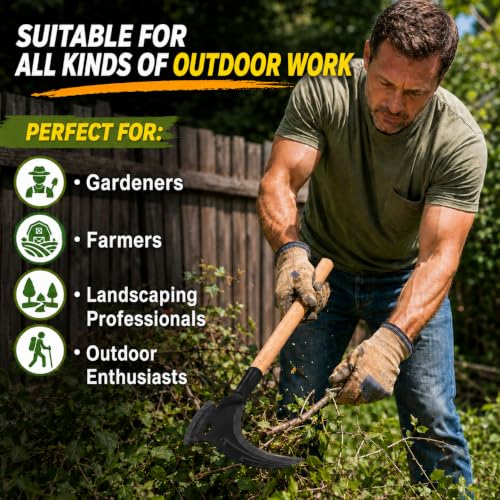 2-in-1 Heavy-Duty Gardening Sickle - color: Natural Wood Color