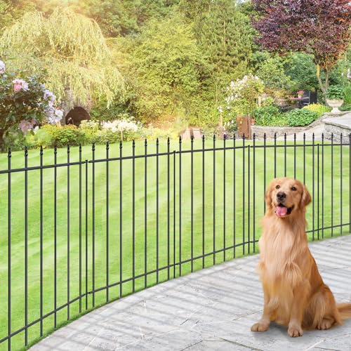 Decorative Metal Garden Fence 36" x 10', No-Dig Outdoor Fence with Stakes - size: 36″H x 10ft（5 Panels）