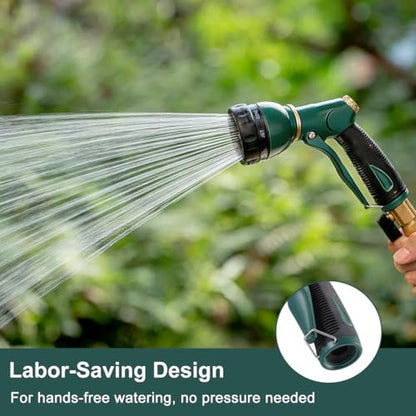 FANHAO 8 Spray Patterns Metal Garden Hose Nozzle with Hands-Free Lock - color: Green
