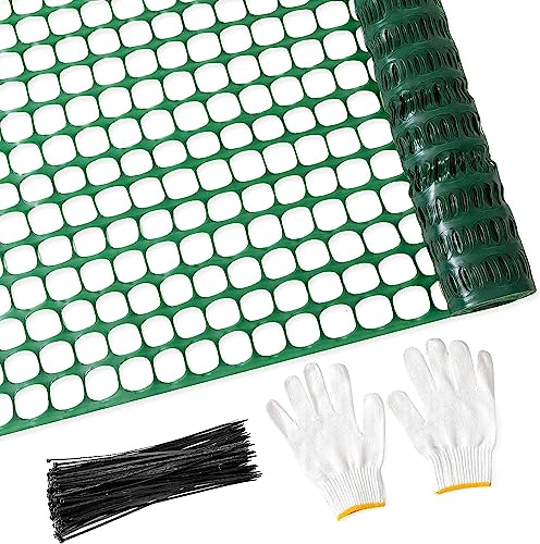 PotatoLife 4'x100' Plastic Mesh Fence for Garden with 100 Zip Ties, Green - color: Green, size: 4' x 100' (15.48 lb)
