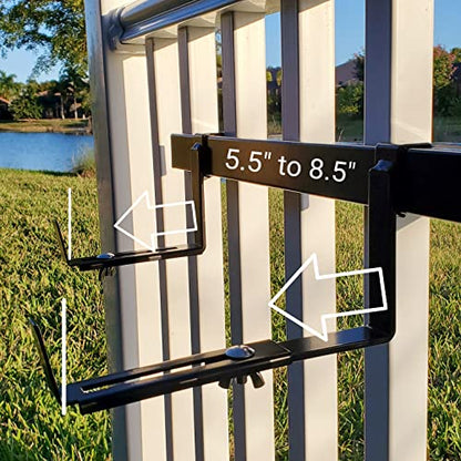 Adjustable Deck Railing Planter Box Holder with Non Marring Mounting Hardware Ideal for Small to Medium Sized planters from 16" to 32" Wide for Vertical Spindles - size: 16 Inch