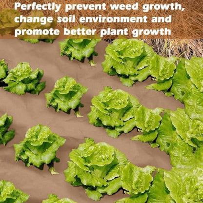 4 x 300 Ft Heavy Duty Biodegradable Kraft Paper Weed Barrier - color: 4 x 300ft