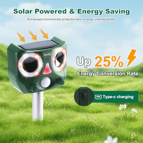 2026 Upgraded Solar Ultrasonic Animal Repeller Indoor & Outdoor