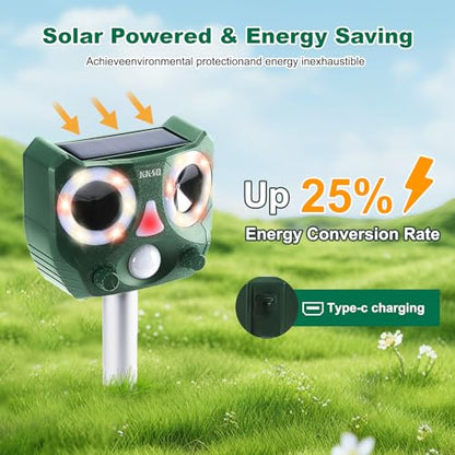 2026 Upgraded Solar Ultrasonic Animal Repeller Indoor & Outdoor
