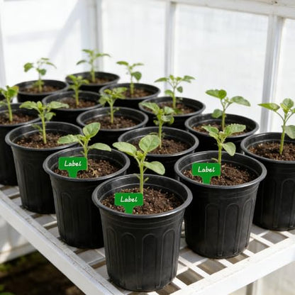 60-Packs 1 Gallon-S Flexible Plastic Plant Nursery Pots with 10 Pcs Plant Labels, Thickened Soft Seed Starting Container for Seedlings, Vegetables, Succulents and Cuttings - size: 1 Gallon