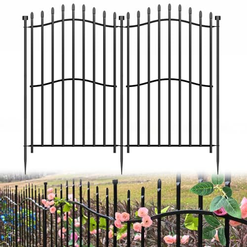 No Dig Garden Fence 40" H x 22.5'L Decorative Yard Dog Outdoor Panels - size: 40 in(H) X 22.5 ft(L)