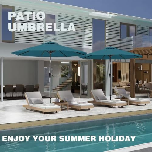 AreShark 9FT Outdoor Patio Umbrella with Tilt and Crank, Lake Blue - color: Lake Blue, size: 9ft