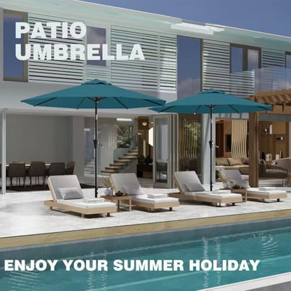 AreShark 9FT Outdoor Patio Umbrella with Tilt and Crank, Lake Blue - color: Lake Blue, size: 9ft