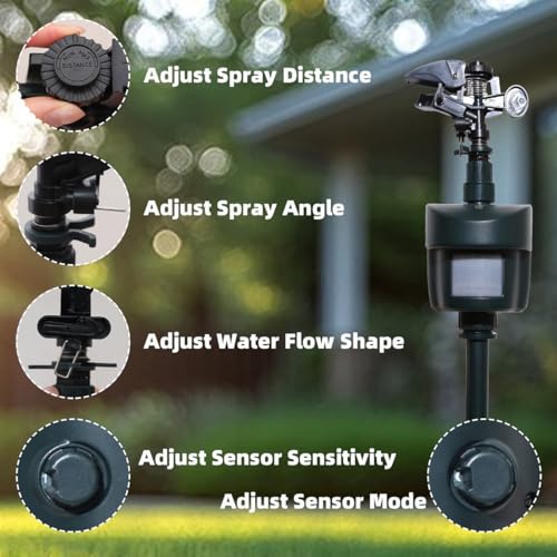 Motion Sensor Sprinkler with Adjustable Head, Day and Night Mode - color: Green-1
