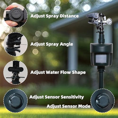 Motion Sensor Sprinkler with Adjustable Head, Day and Night Mode - color: Green-1