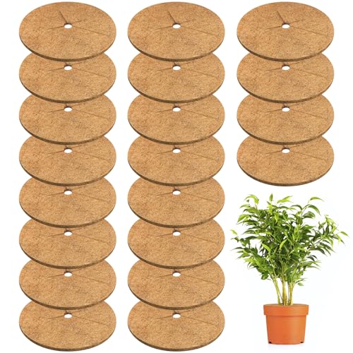 Legigo 20 Pack Coconut Fiber Mulch Ring Tree Plant Protector Mat, 11.8 Inch - color: 20 Pack, size: 11.8 Inch