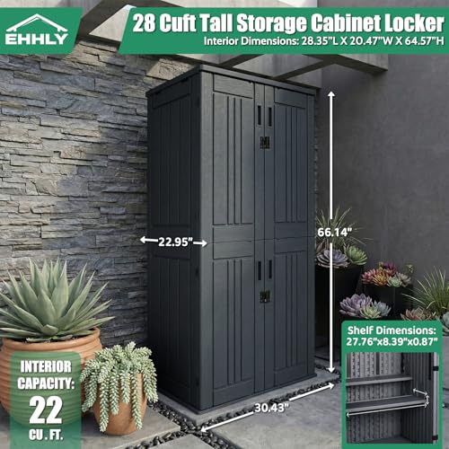 EHHLY Heavy Duty Tall Storage Cabinet Outdoor Weatherproof, 28 Cuft Garage Storage Cabinet with 4 Adjustable Shelves, Lockable Kitchen Pantry Closer Organizer, 31Wx23Lx66H, Sage Grey - color: Sage Grey, size: 28 Cuft