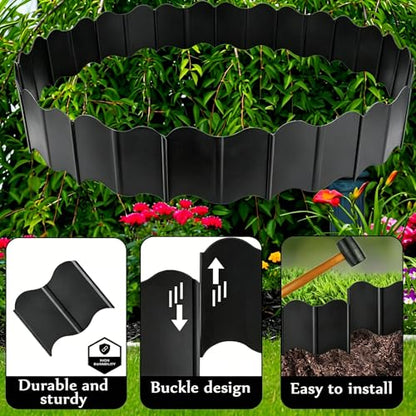 Orgrimmar Garden Edging Kit 40PCS Pound-in Interlocking Black(20”x5.3”) - color: Black 40PCS