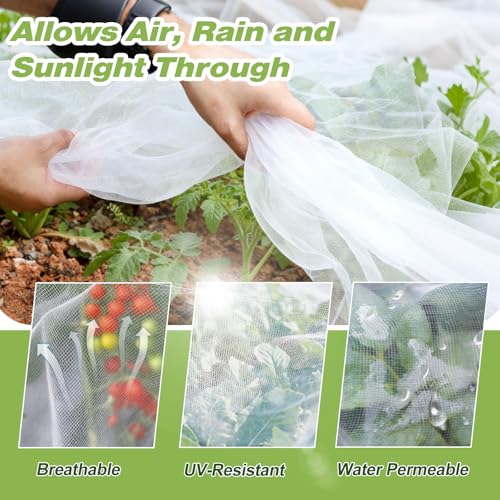 Garden Netting Pest Barrier,10'x20' Fine Bug Netting for Garden Protection Row Cover Raised Bed Screen Mesh Greenhouse Mosquito Net, Protecting Tree Plants Vegetable Flowers Fruits - size: 10FT*20FT