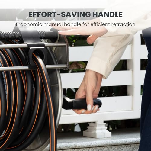 Giraffe Tools Stainless Steel Garden Hose Reel with 5/8" x 100ft Hose - size: 100FT Hose