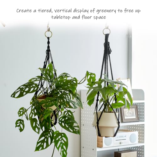 4Pack Macrame Plant Hangers Boho Hanging Planter for Indoor Plants - color: Black