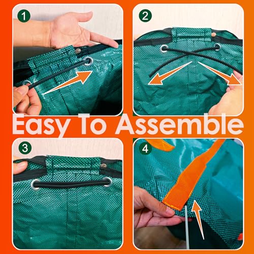 Reusable Yard Waste Bags 2 Packs 32 Gallon Standable Garden Bags for Leaves with Reinforced Carry Handles Heavy Duty Collapsible Yard Waste Containers for Leaves, Lawn Debris & Grass Clippings