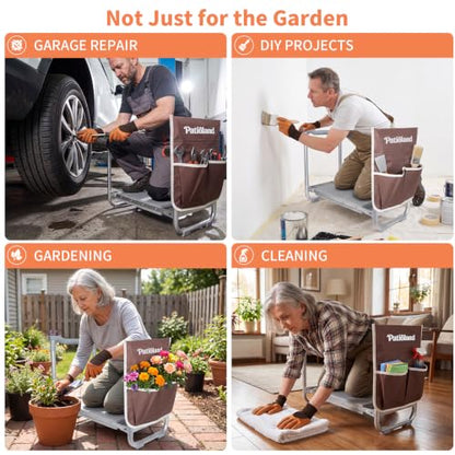Foldable Garden Kneeler Seat,Heavy Duty Garden Workseat w/ Tool Bag & Pouch - color: Gray-modle C