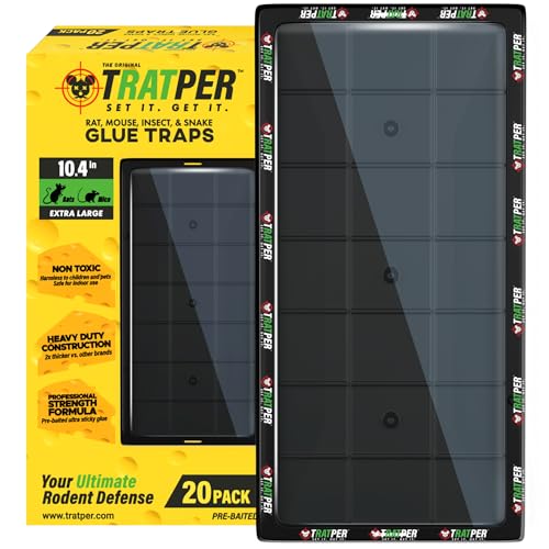 TRATPER Glue Traps for Mice,Rat,Mouse,Snake,Lizard,Insect. 20 Pack. Extra Strength,Pre-Baited Adhesive.Heavy Duty Plastic Tray.Non-Toxic,Chemical-Free Pest Control for Home. 20Pack - size: 20 Pack